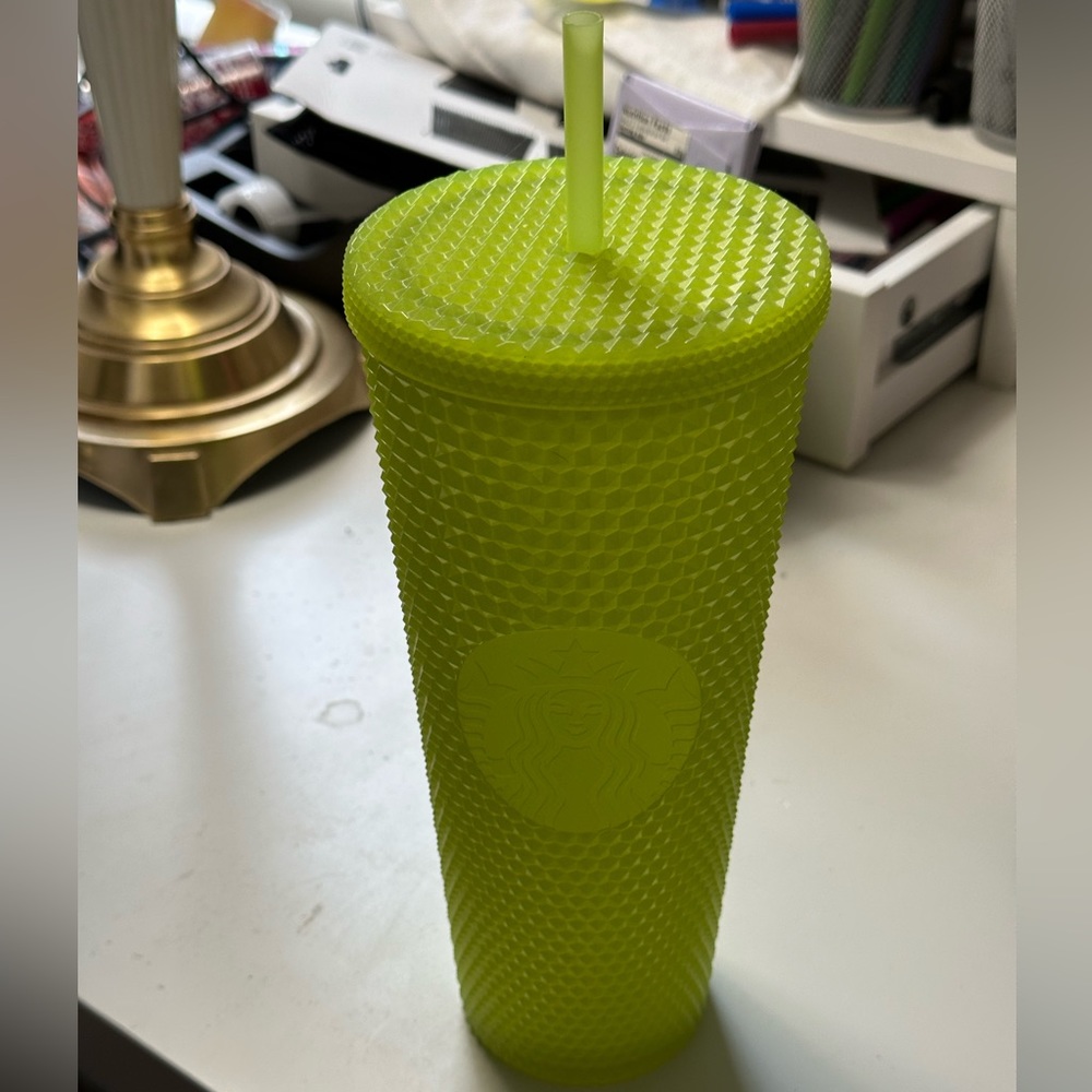 RARE Starbucks 24 oz Double Wall Glow in the Dark Black Light UV Slime Green Cup